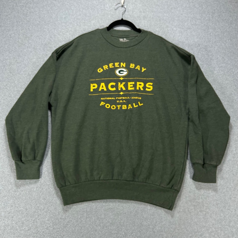 Green Bay Packers Sweatshirt Majestic Threads Mens L Green Tri-Blend Sporty